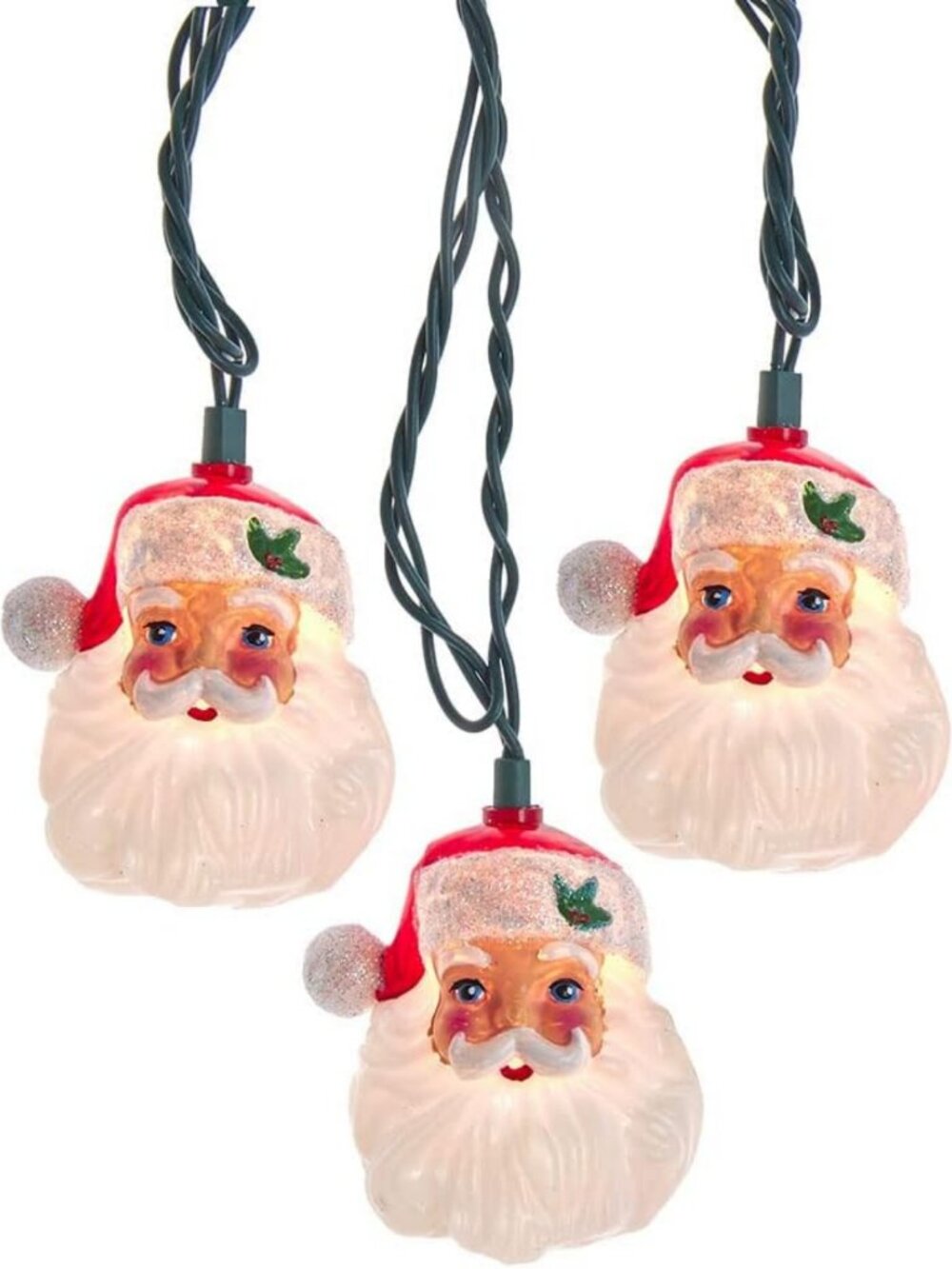 10-Light Santa Head String Lights | Festive Holiday Decor for Christmas
